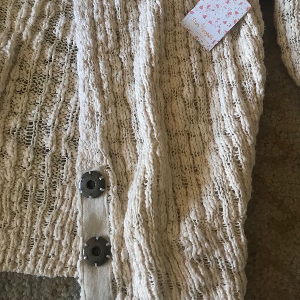Cream Free People Knit Cardigan